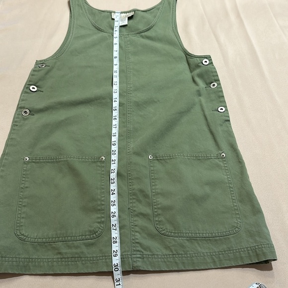 Y2K 90's Midi Overall Dress with Pockets Khaki - Picture 4 of 15